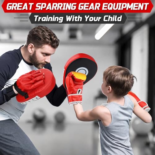 Kids Boxing Gloves and Punching Mitts Set with Hand Wraps A157163