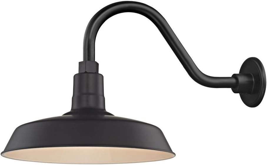 Black Farmhouse Industrial Gooseneck Outdoor Barn Light with 14 Shade X818