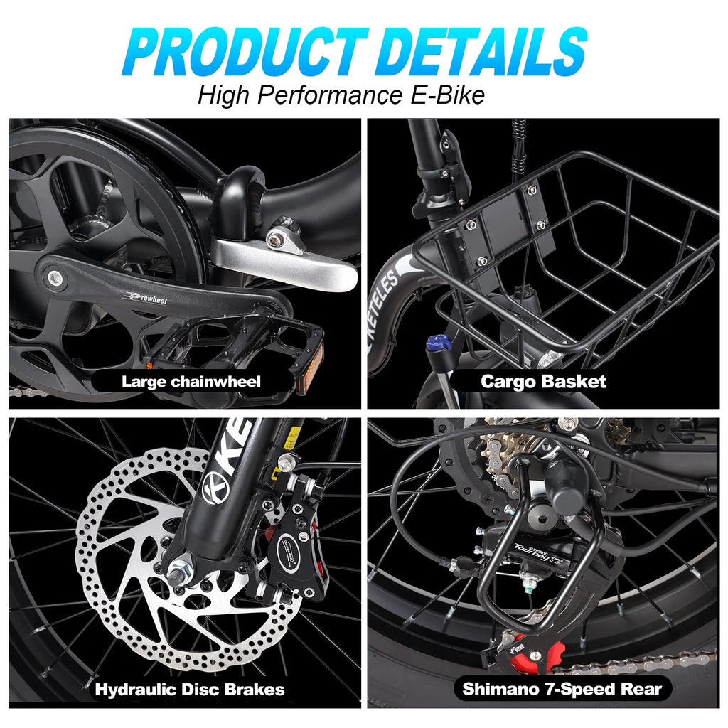 20 Fat Tire 1000W Electric Bike with 48V 17.5AH Removable Battery M6280