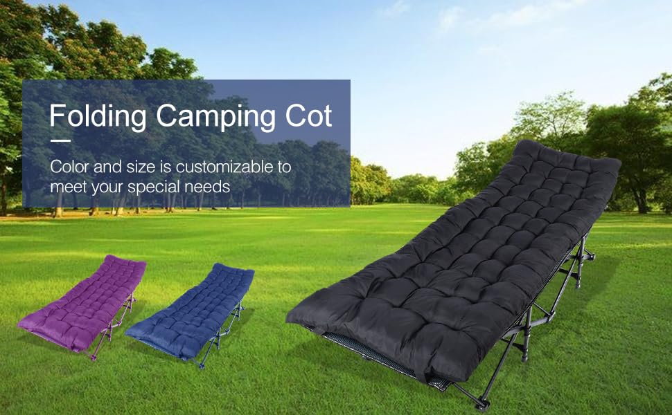 Folding Camping Cot with Table Black M7383