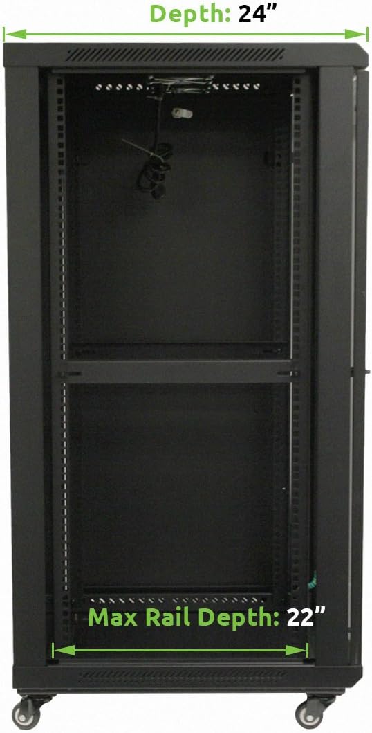 22U Wall Mount Network Server Cabinet Rack Glass Door Locking Casters K754