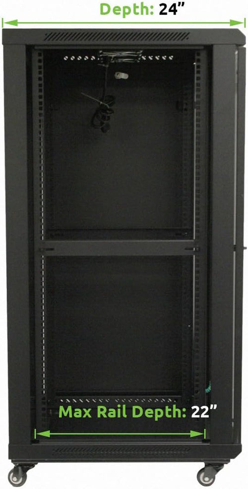 22U Wall Mount Network Server Cabinet Rack Glass Door Locking Casters K754