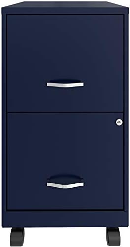 Blue 2 Drawer Metal Mobile File Cabinet with Lock H82575
