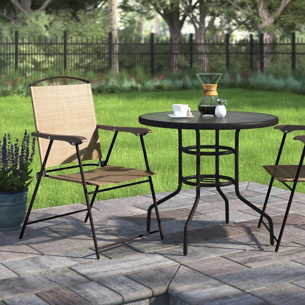 2 Pieces Beige Patio Folding Chairs B54601
