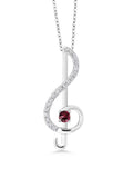Treble Clef Music Note Pendant Necklace Set in 925 Sterling Silver with 18 inch Silver Chain R2220