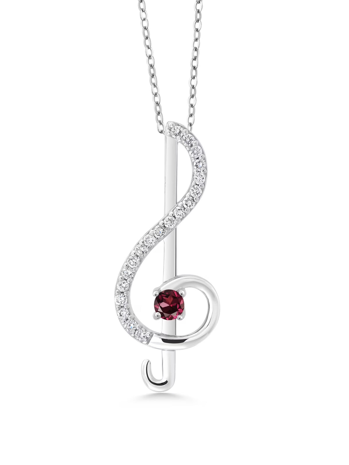Treble Clef Music Note Pendant Necklace Set in 925 Sterling Silver with 18 inch Silver Chain R2220