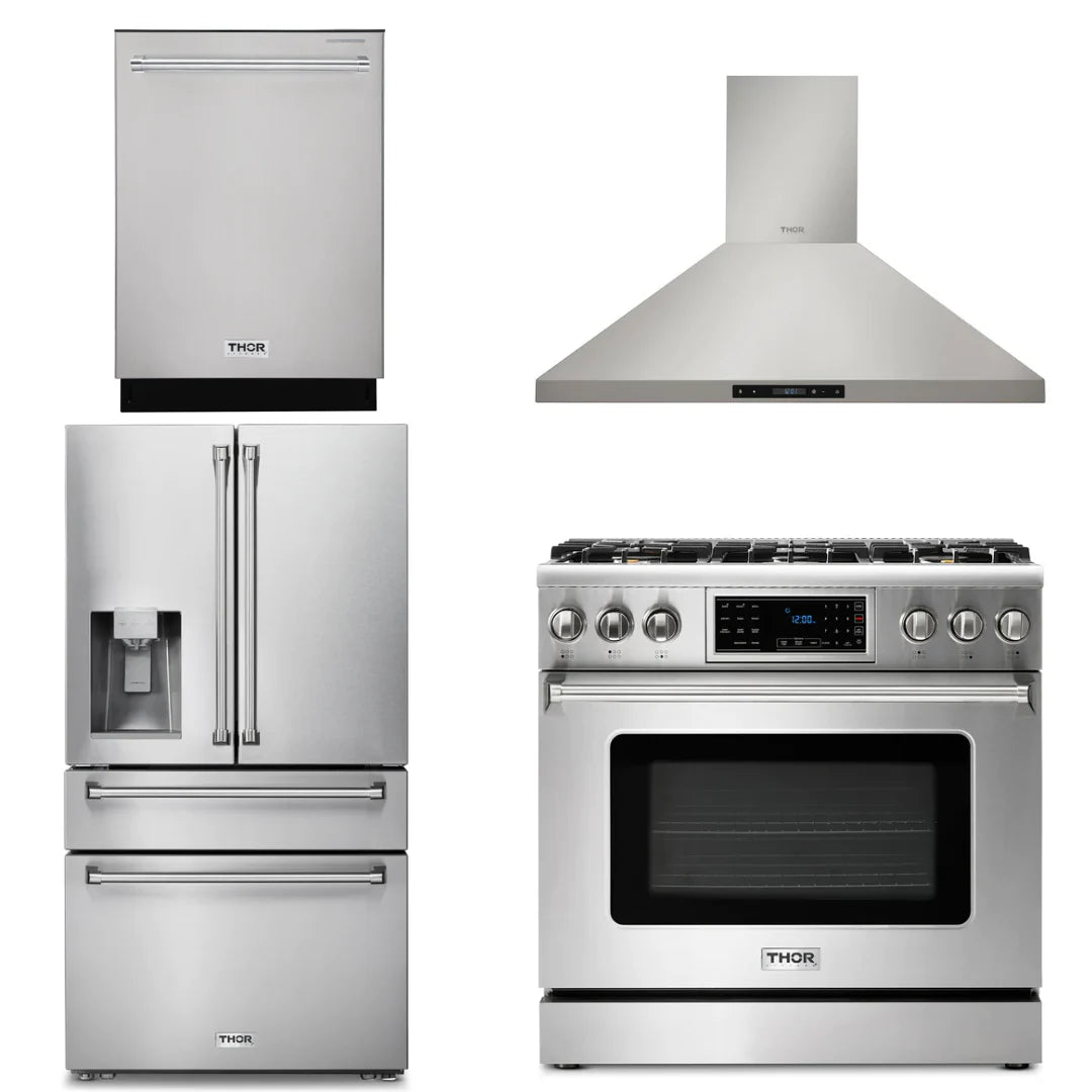 36 Propane Gas Range, Range Hood, Refrigerator, Dishwasher L87264