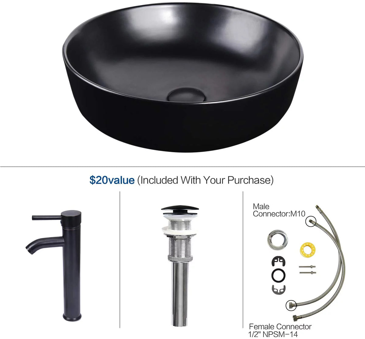 Porcelain Ceramic Vessel Sink and Faucet Combo Z548619