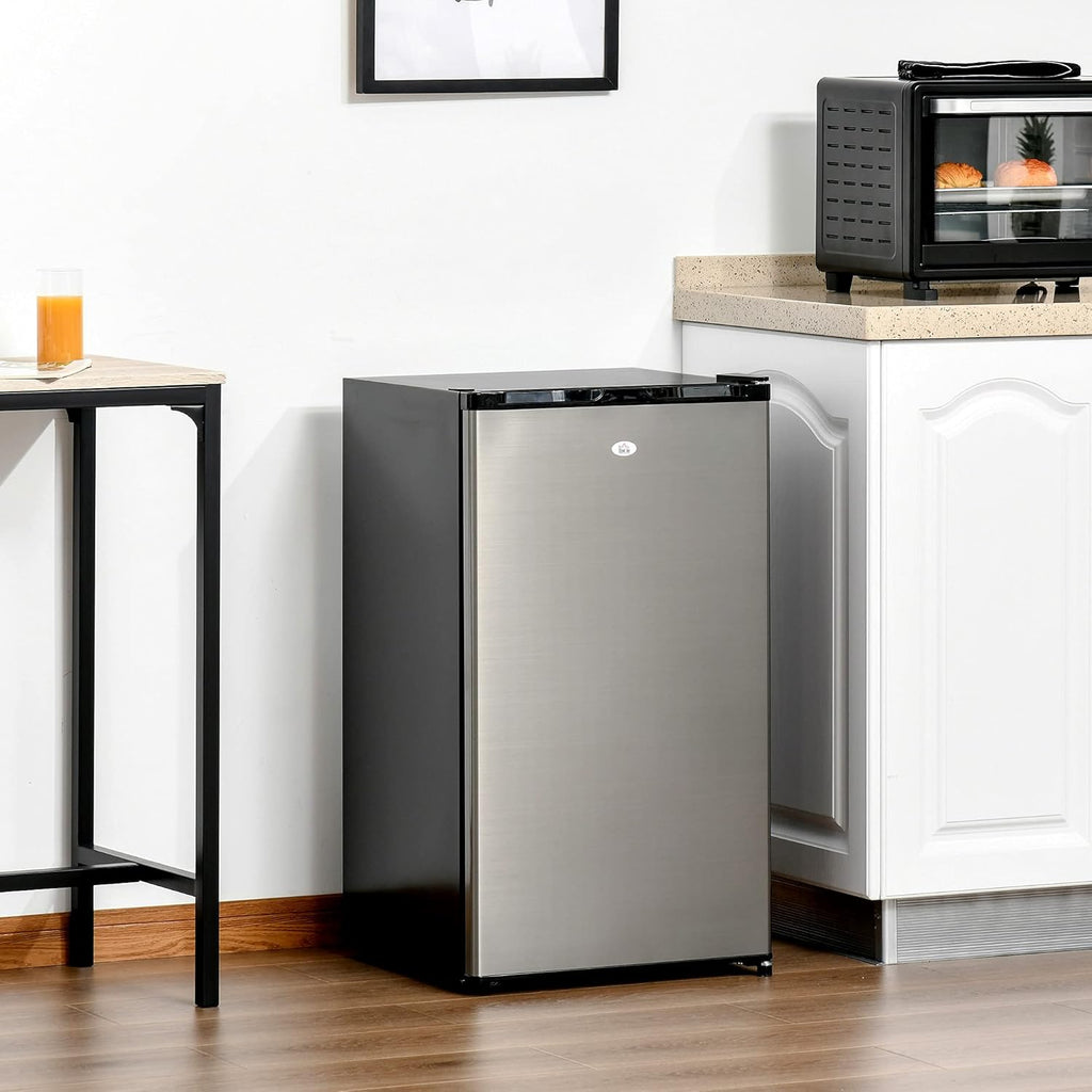 Black/Silver Compact Mini Refrigerator with 3.1Cu Ft Capacity T88555