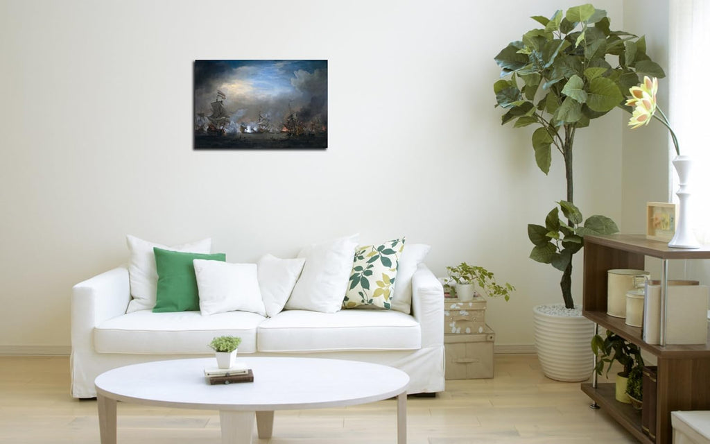 Naval Battle Prints Canvas Framed Wall Decor T715