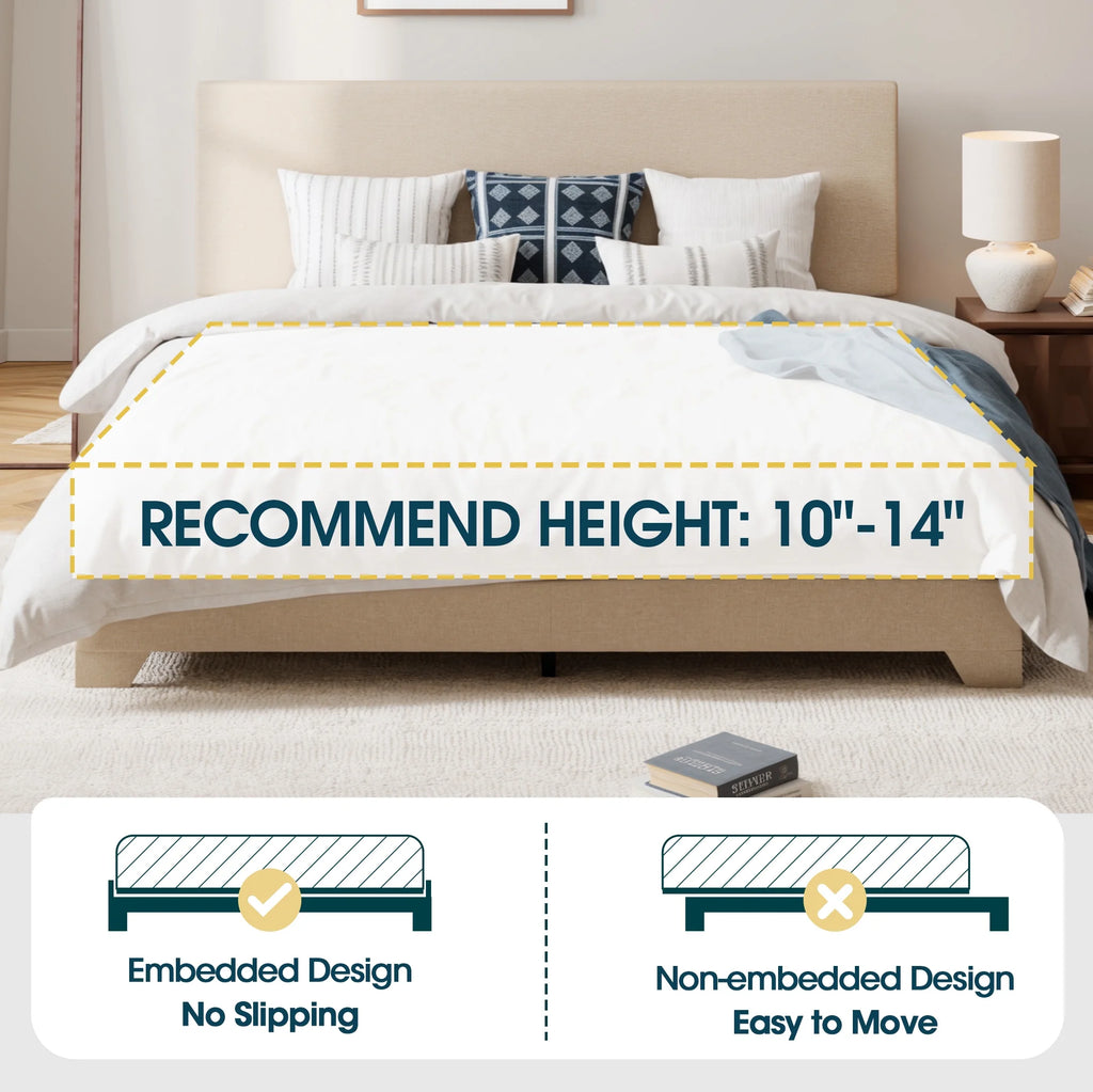 Queen Upholstered Platform Bed Frame with Adjustable Headboard Q65608