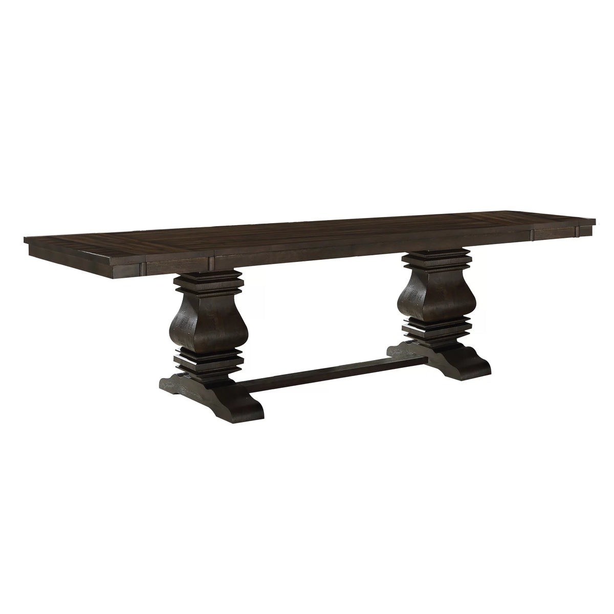 Brown Double Pedestal Dining Table with Removable Leaf F957343
