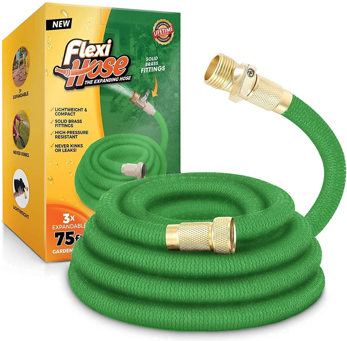 3/4 inch Expandable Garden Hose with Brass Fittings B9508