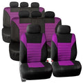 3 Row 8 Seaters SUV Seat Covers Set Purple Black Mesh F5350