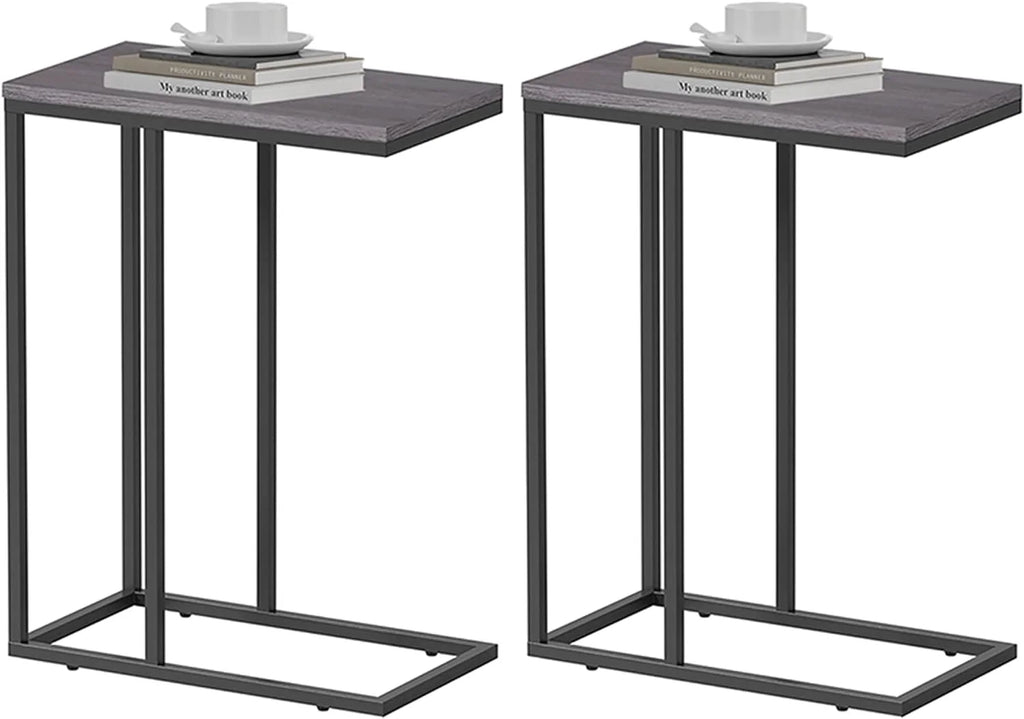 C Shaped End Table Set of 2 Grey T96220