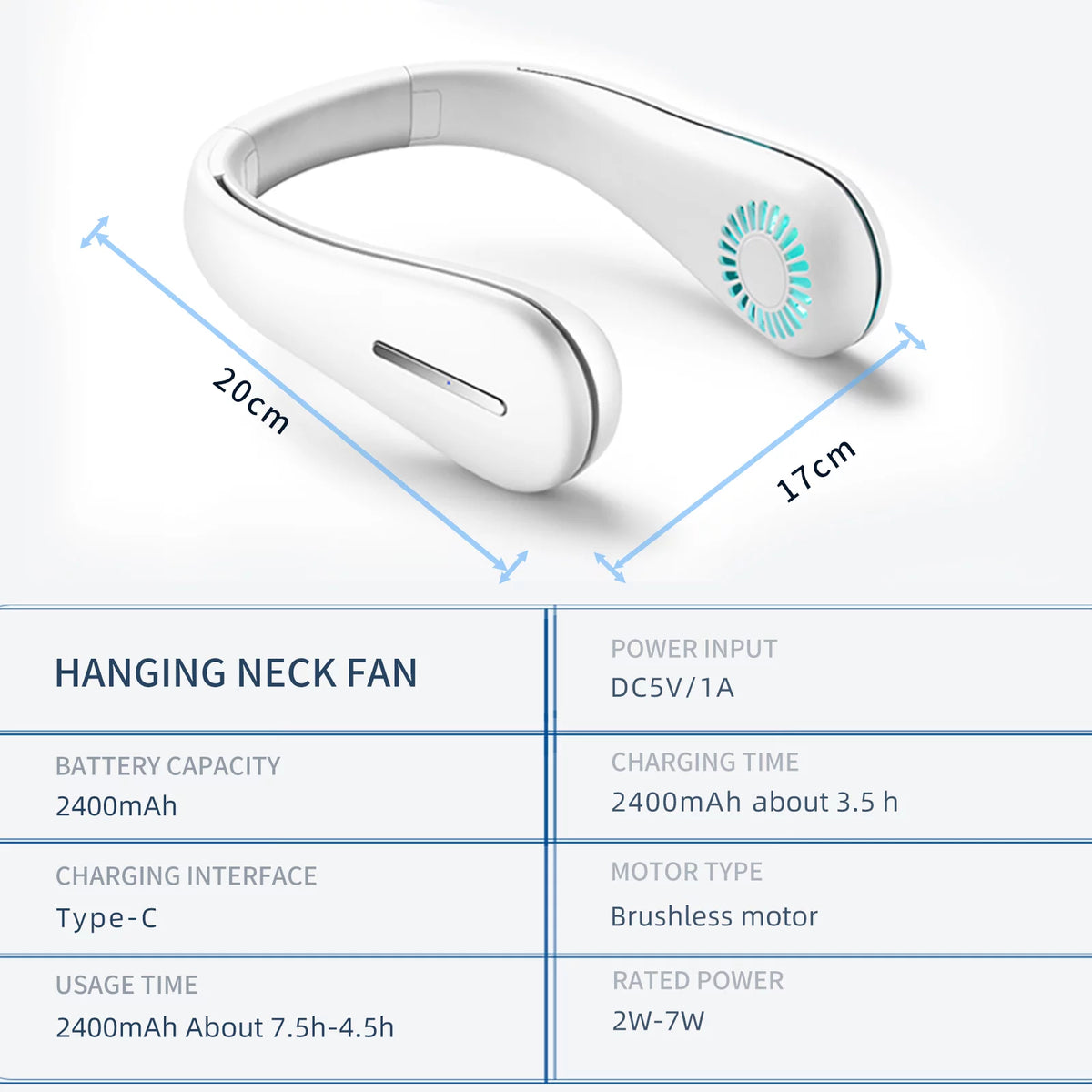 Portable Bladeless Neck Fan with 3 Speeds E68869