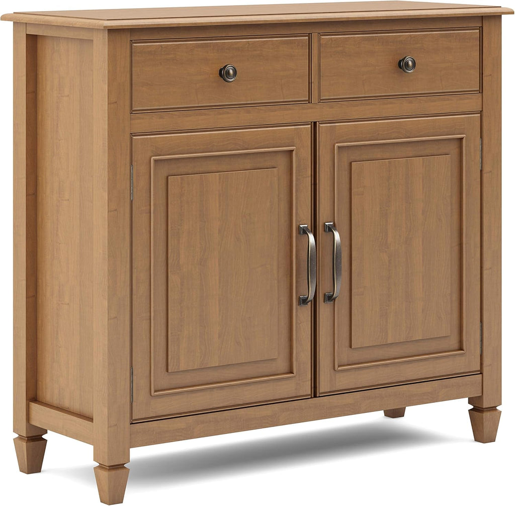 Distressed Grey Solid Wood Storage Cabinet with 2 Drawers and 2 Doors B113975
