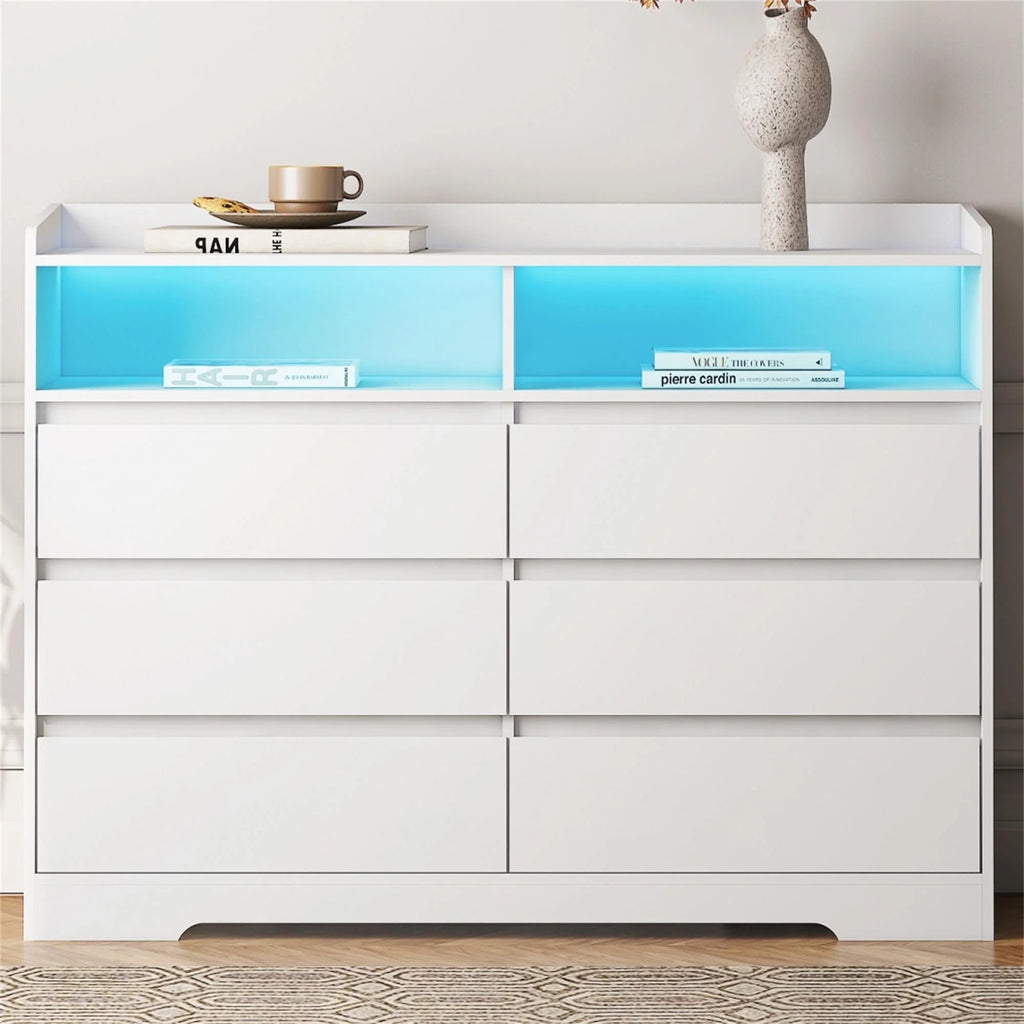 White 6 Drawer Dresser V971