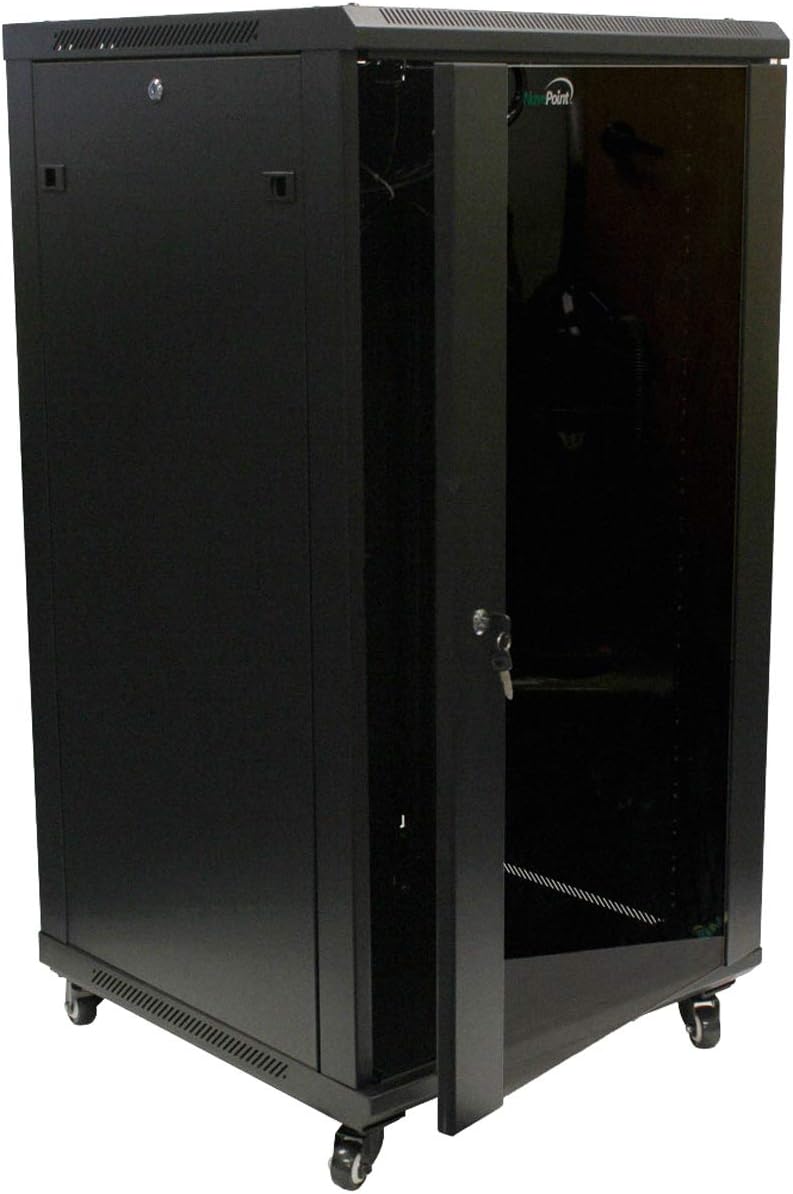22U Wall Mount Network Server Cabinet Rack Glass Door Locking Casters K754