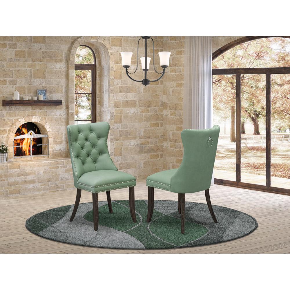 Willow Green faux leather Padded Dining Chairs, Set of 2 M54043