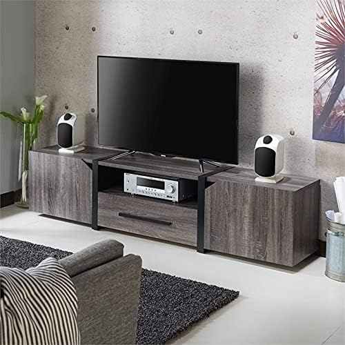 Rustic Wood 81.5-Inch TV Stand in Distressed Gray O727
