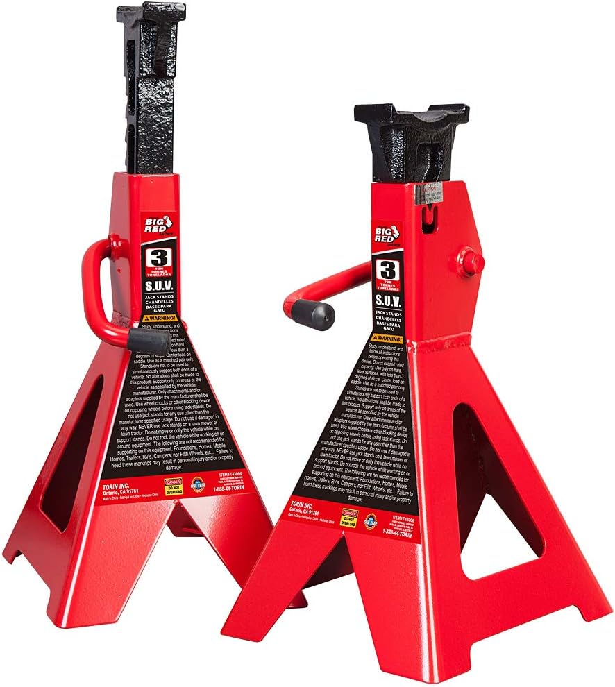 3 Ton Steel Jack Stands, Red, Pack of 2 M155022