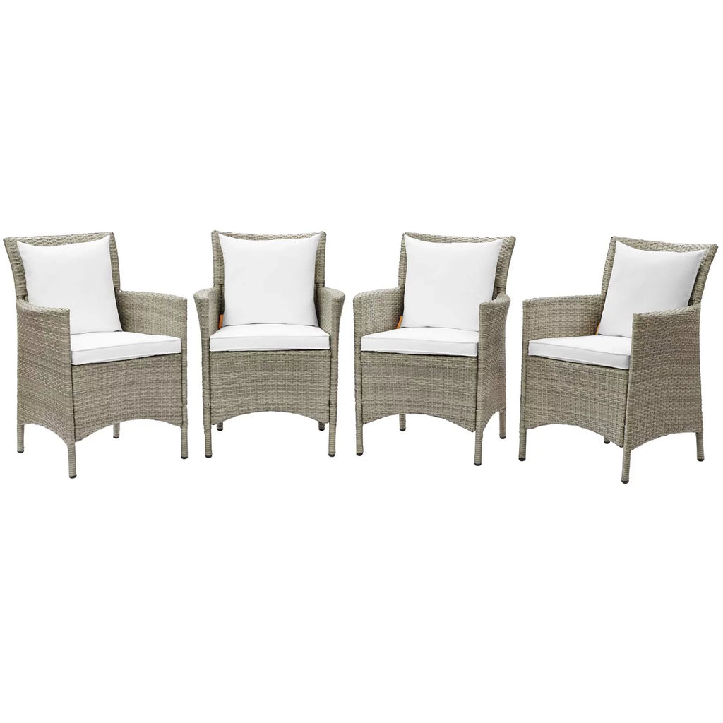 Set of 4 Light Grey Rattan Wicker Dining Chairs G326
