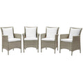 Set of 4 Light Grey Rattan Wicker Dining Chairs G326