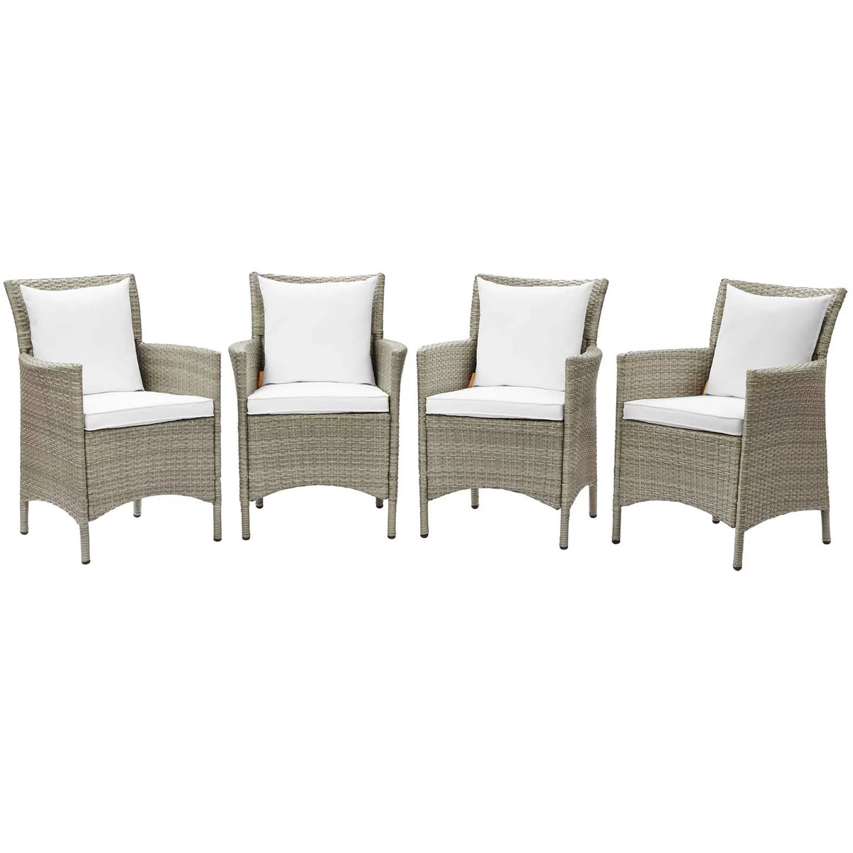 Set of 4 Light Grey Rattan Wicker Dining Chairs G326