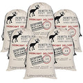 6 Pack Large Canvas Cotton Christmas Bags with Drawstrings A964791