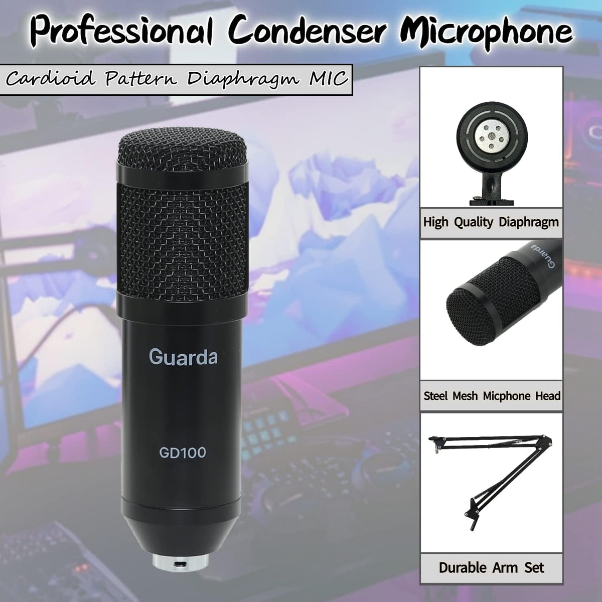 USB Microphone Condenser Cardioid Metal Mic Kit Pack of 2 E563