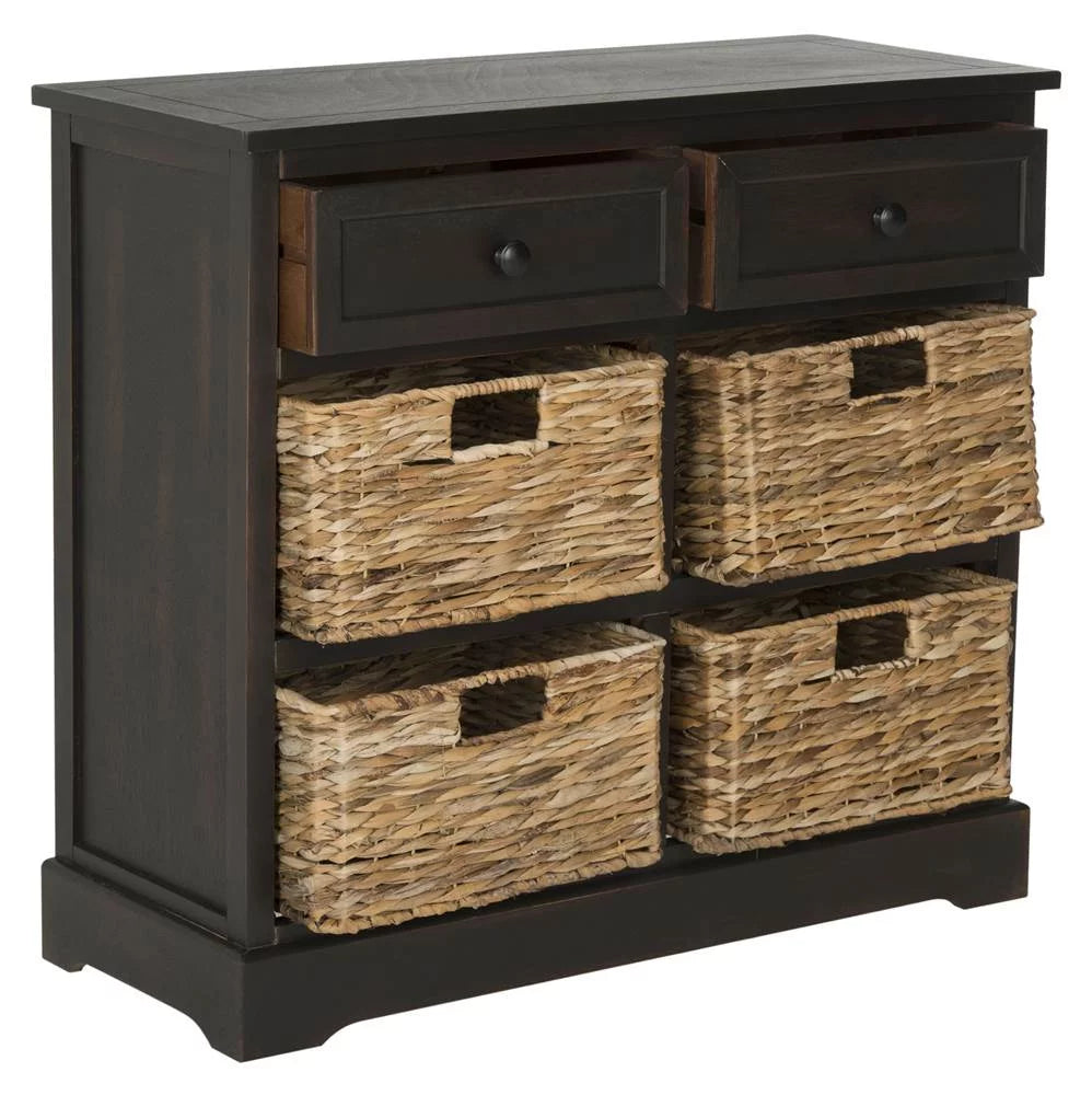 2-Drawer Storage Unit with 4 Wicker Baskets Y123