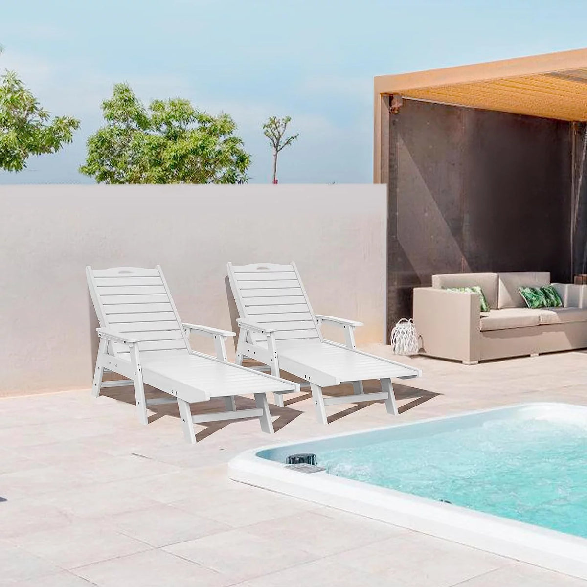 White 5-Position Adjustable HDPE Chaise Lounge H2041