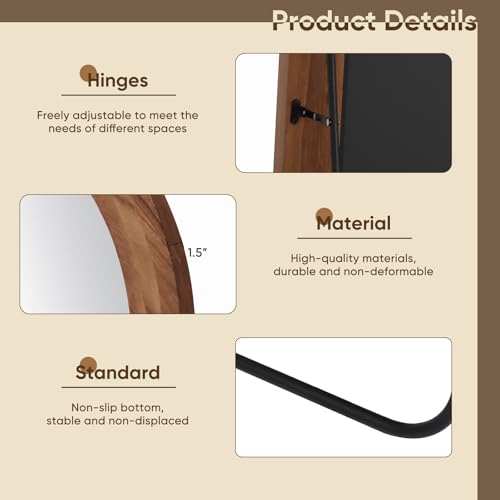 71"×32" Wooden Arched Full Length Mirror with Stand D956