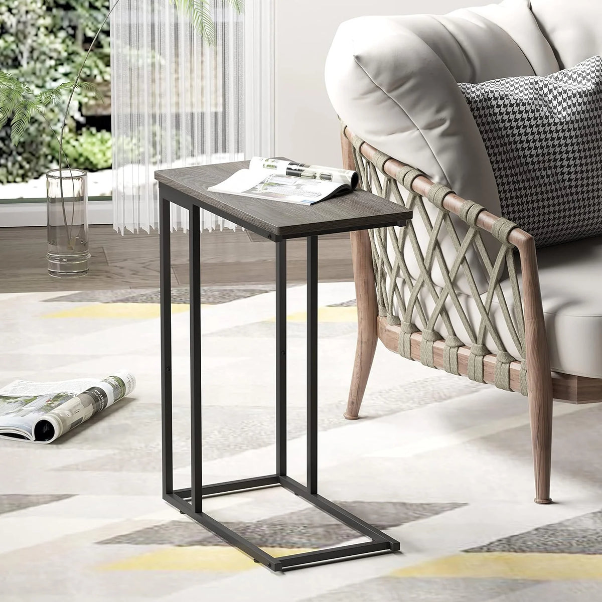 C Shaped End Table Set of 2 Grey T96220