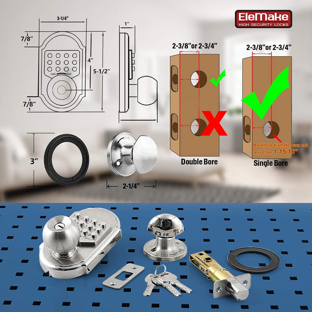 Keyless Deadbolt Lock Stainless Steel 304 Pack of 2 K784793