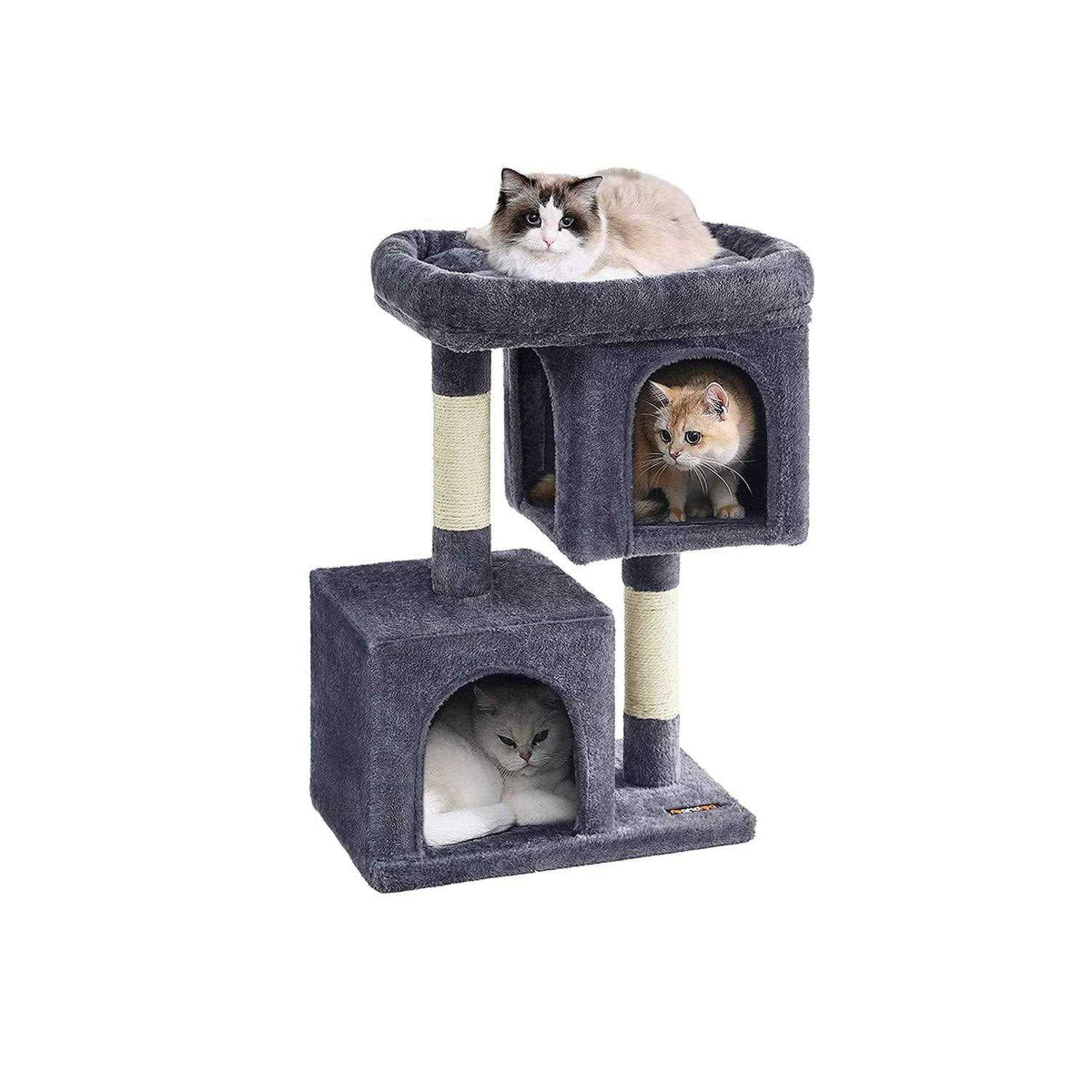 Cat Tree with Sisal-Covered Scratching Posts and 2 Plush Condos T42035