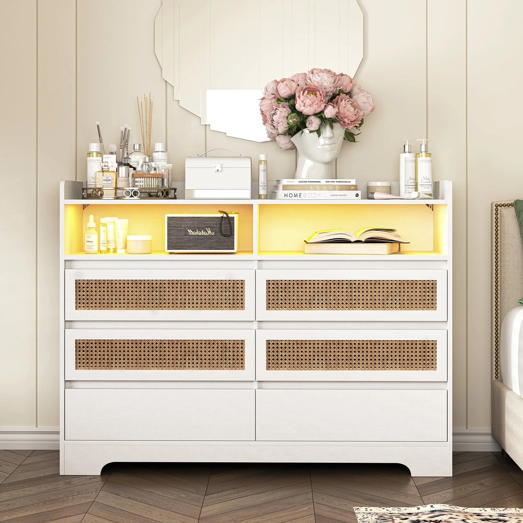 White 6 Drawer Dresser V971