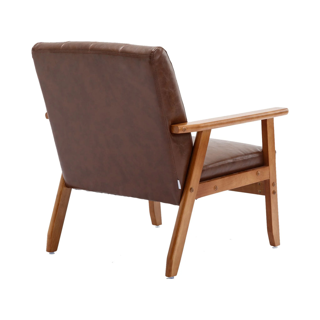 Accent Chairs Set of 2 with Side Table, Wood and Fabric Armchairs T8104