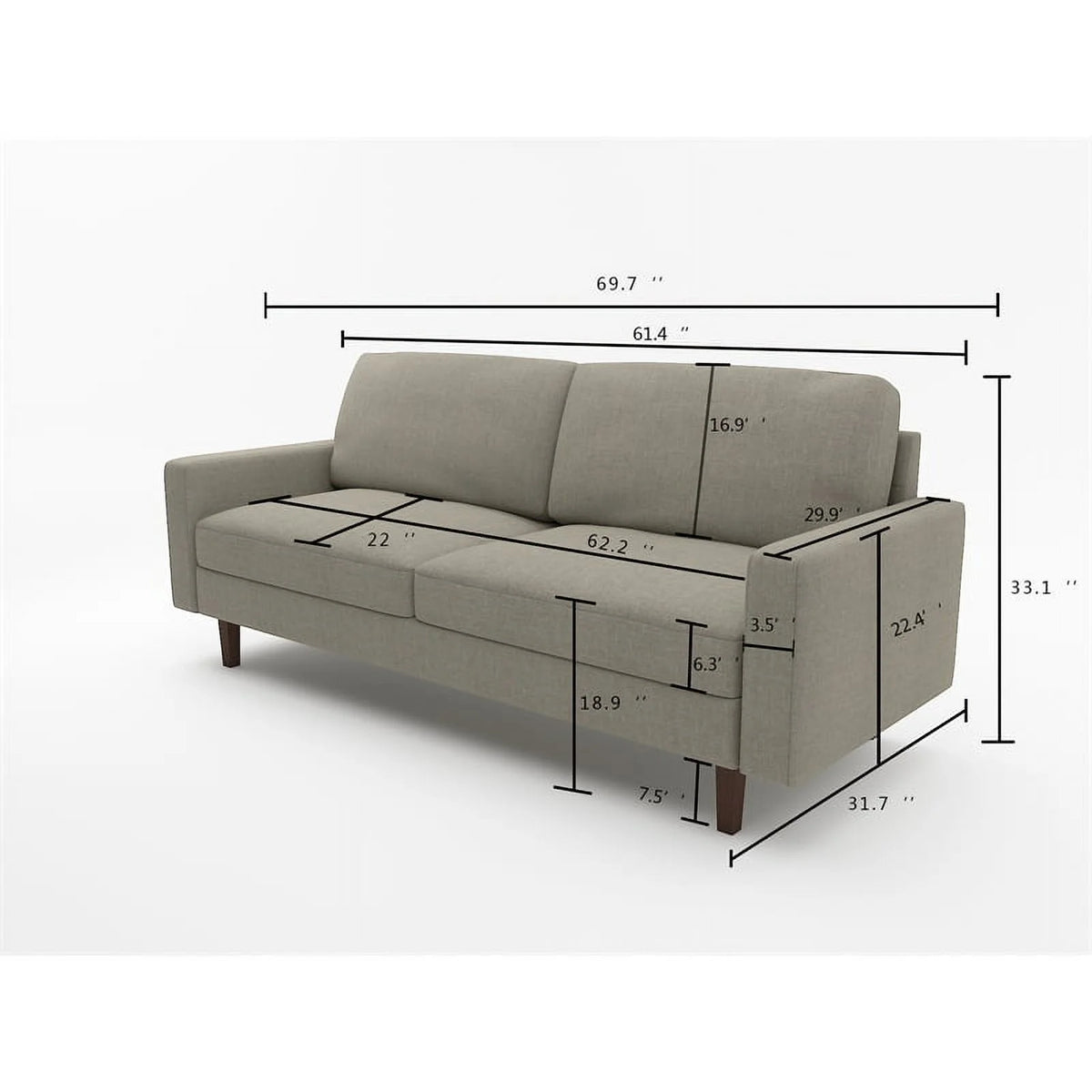 Beige Linen Sofa G1615