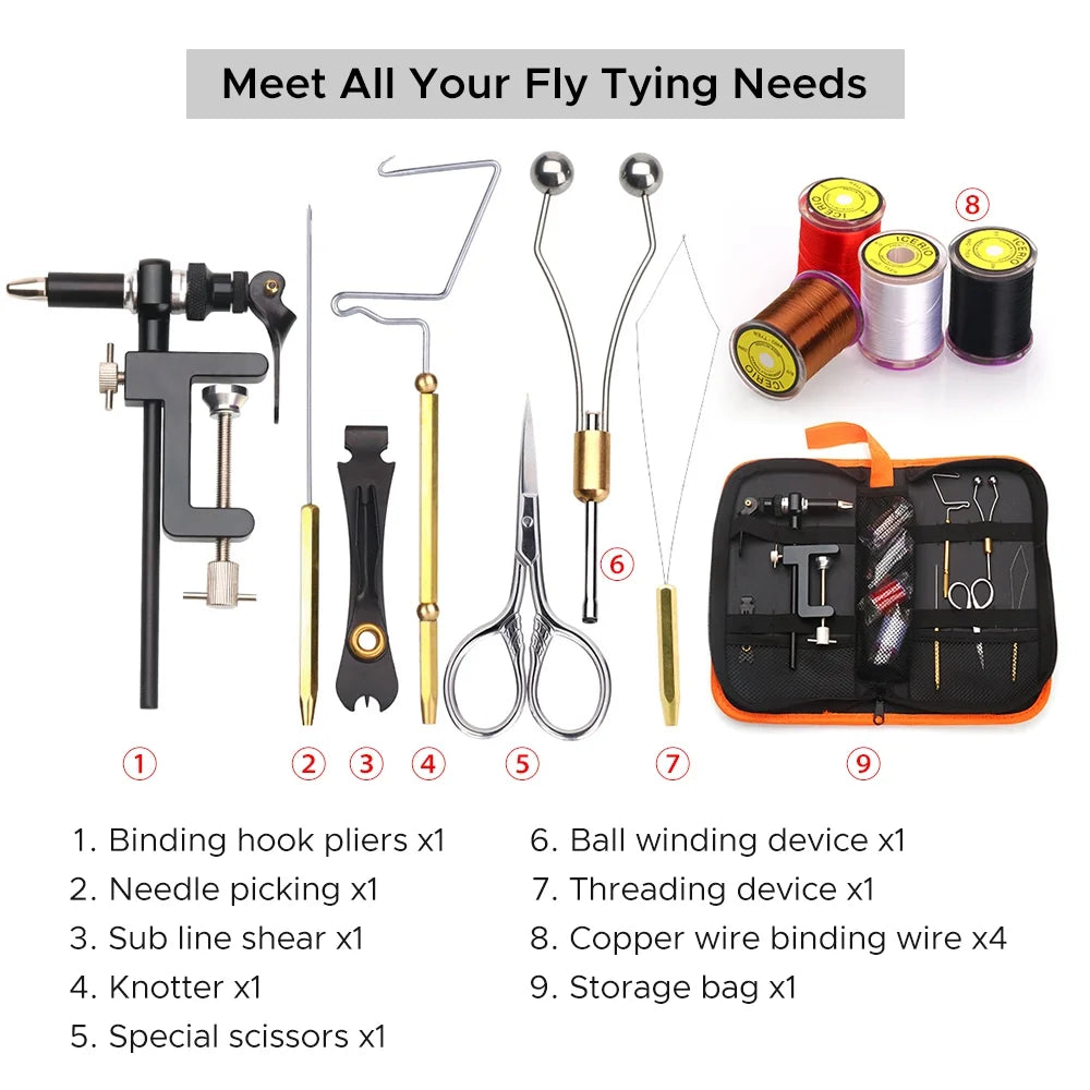 Fly Tying Tools Kit with Needle Whip Finisher Scissors W82616