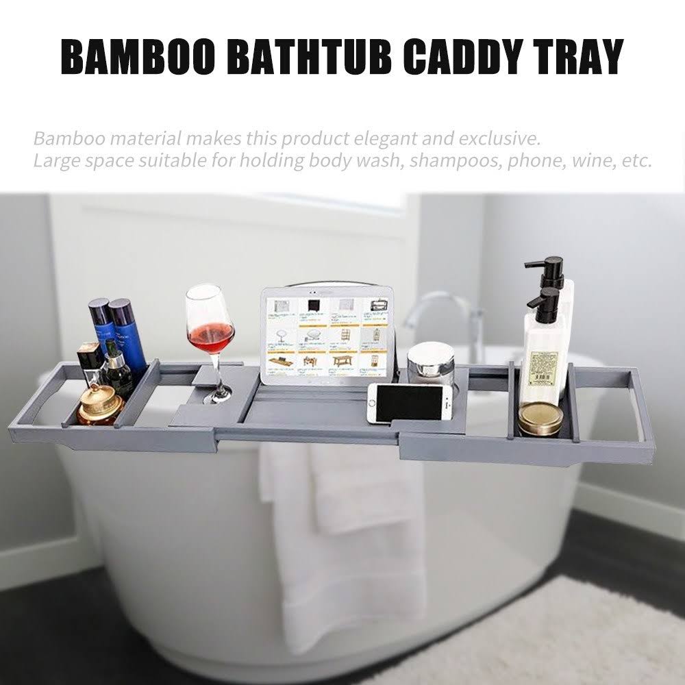 Bamboo Bathtub Caddy Tray Organizer S40257