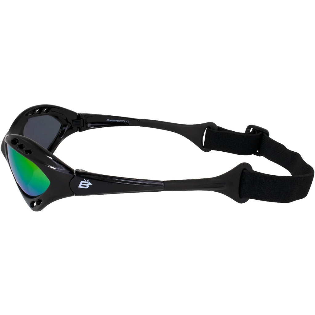 3 Pairs Padded Polarized Sunglasses with Strap Black Frame Smoke Red & Pink Mirror Lenses W293870