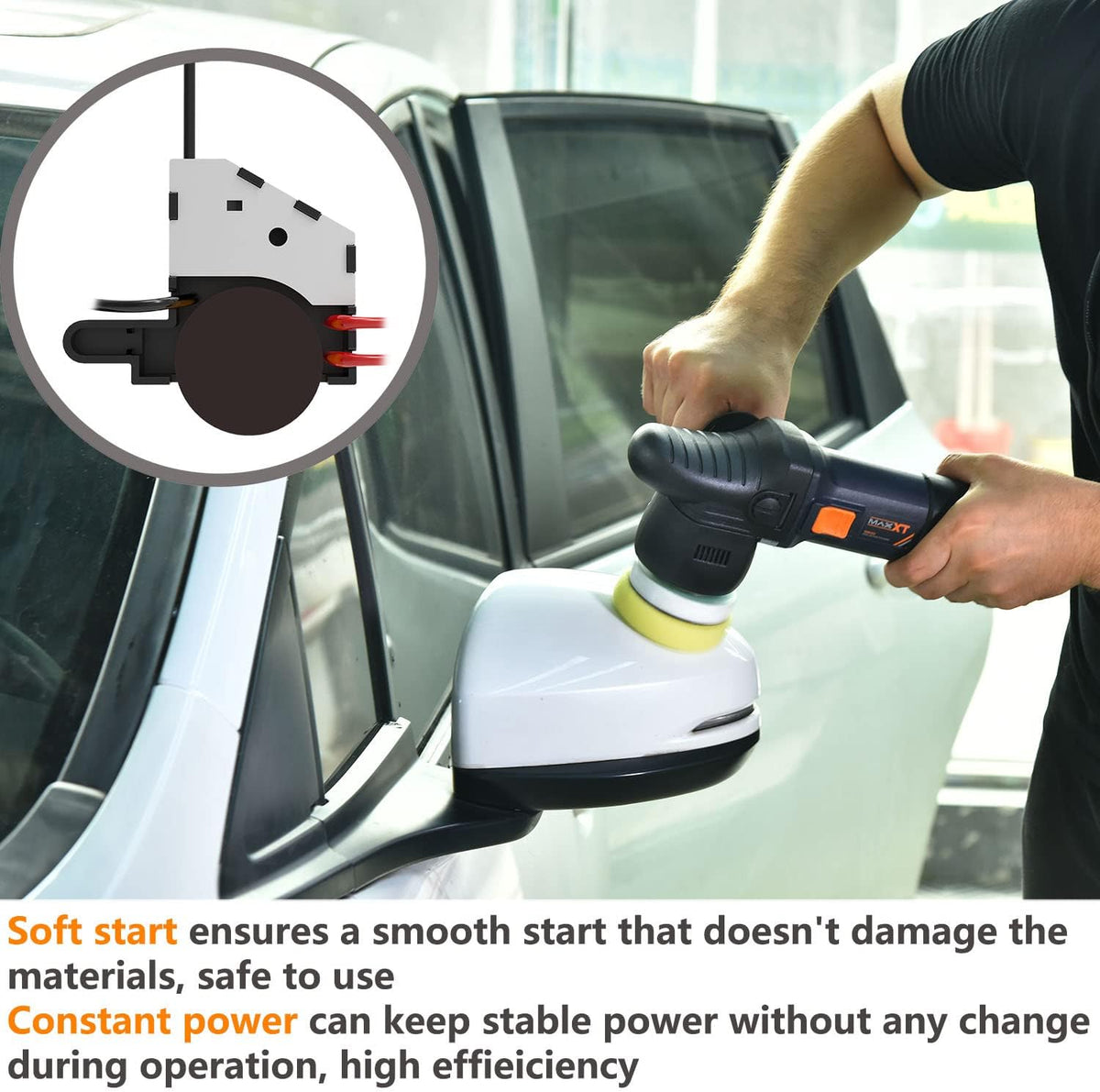 3 Inch Dual Action Car Buffer Polisher with 3 Foam Pads D779