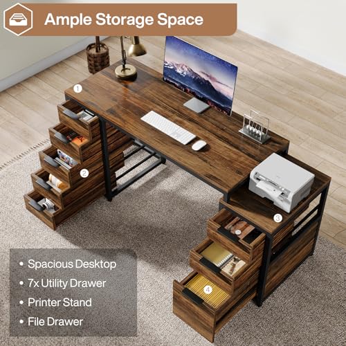 63" Computer Desk with 8 Drawers P38584