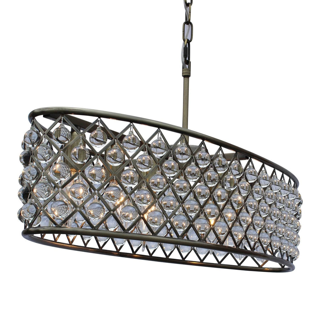 Antique Brass Crystal Oval Chandelier J154041