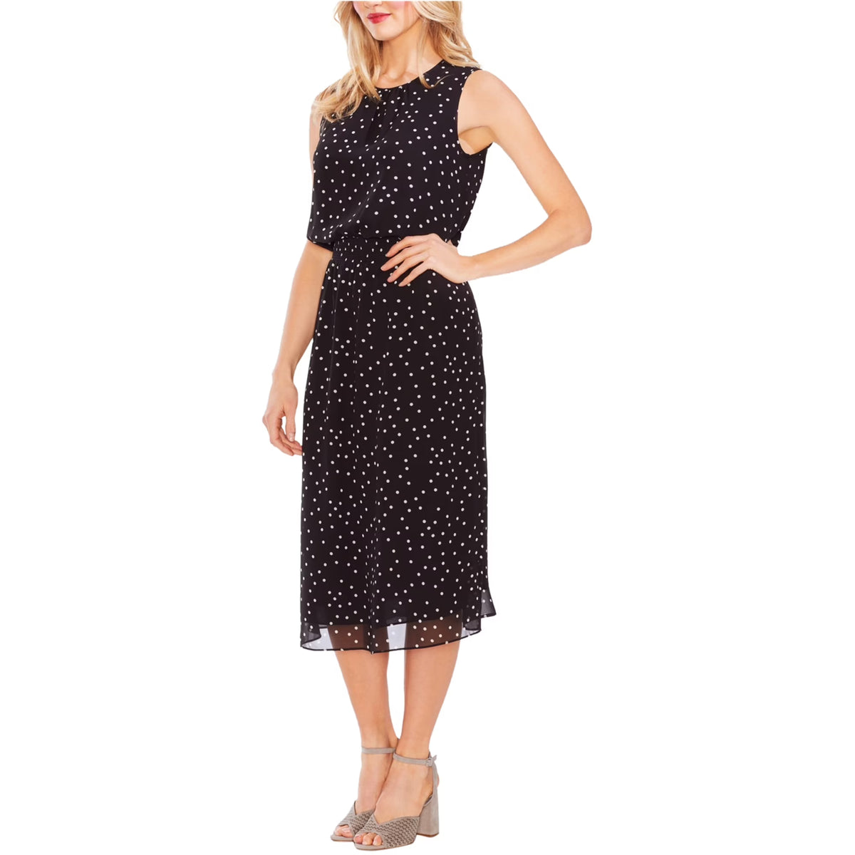 Black Chiffon Midi Dress Z80019