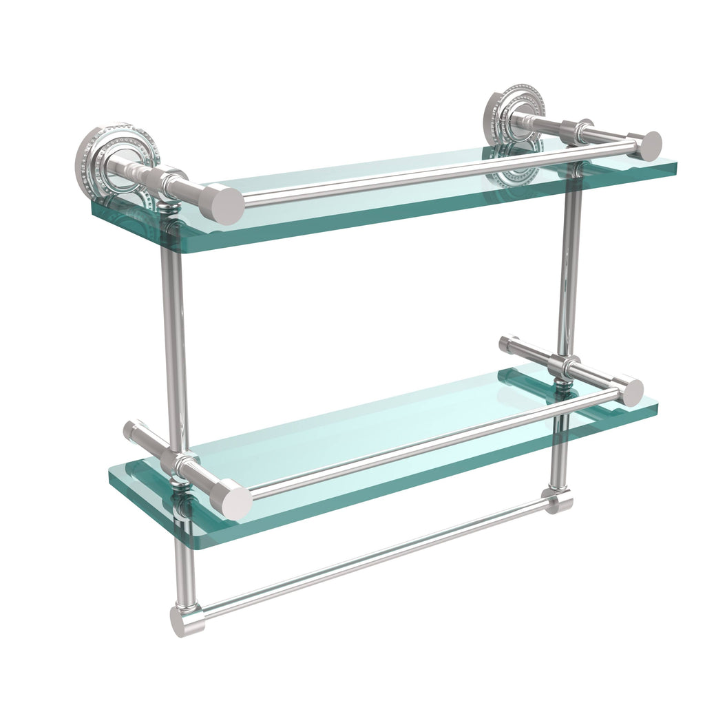 Polished Chrome Double Glass Shelf with Towel Bar K782