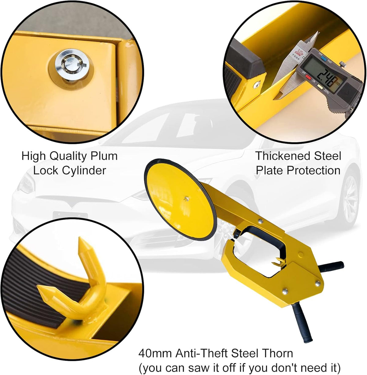 Wheel Lock Clamp Adjustable Tire Boot Lock Car Anti-Theft Lock Tire Claw Heavy Duty U933
