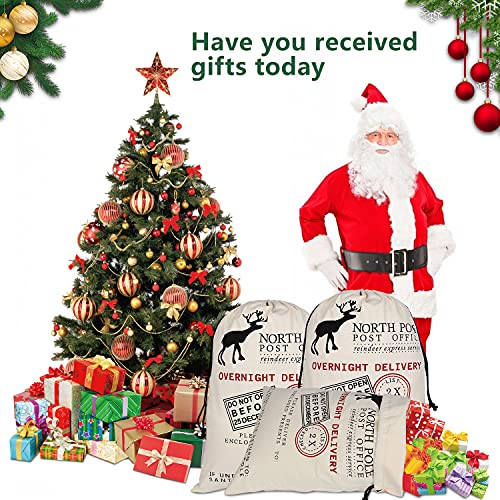 6 Pack Large Canvas Cotton Christmas Bags with Drawstrings A964791